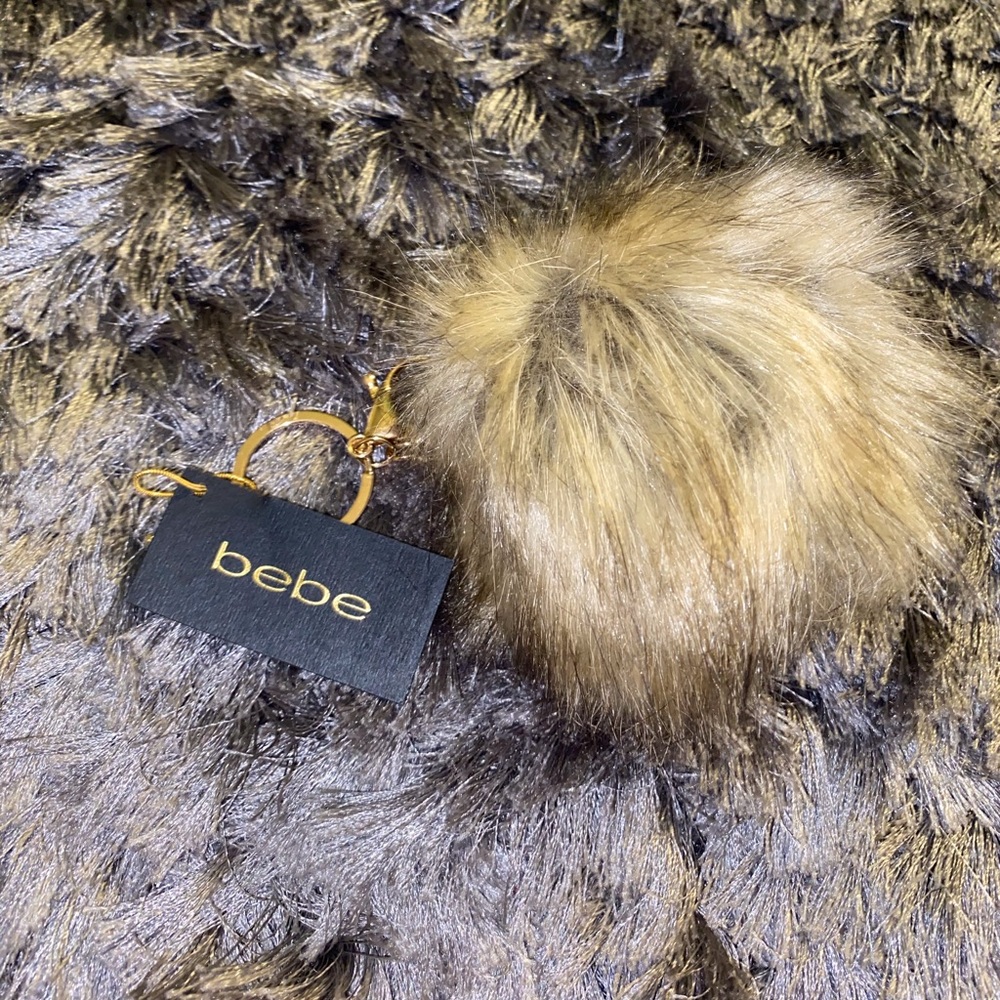 Brown Faux Fur Ball Keychain